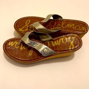 COPY - SAM EDELMAN WOMENS GOLD ROMY CORK PLATFORM WEDGE SANDALS SIZE 9.5